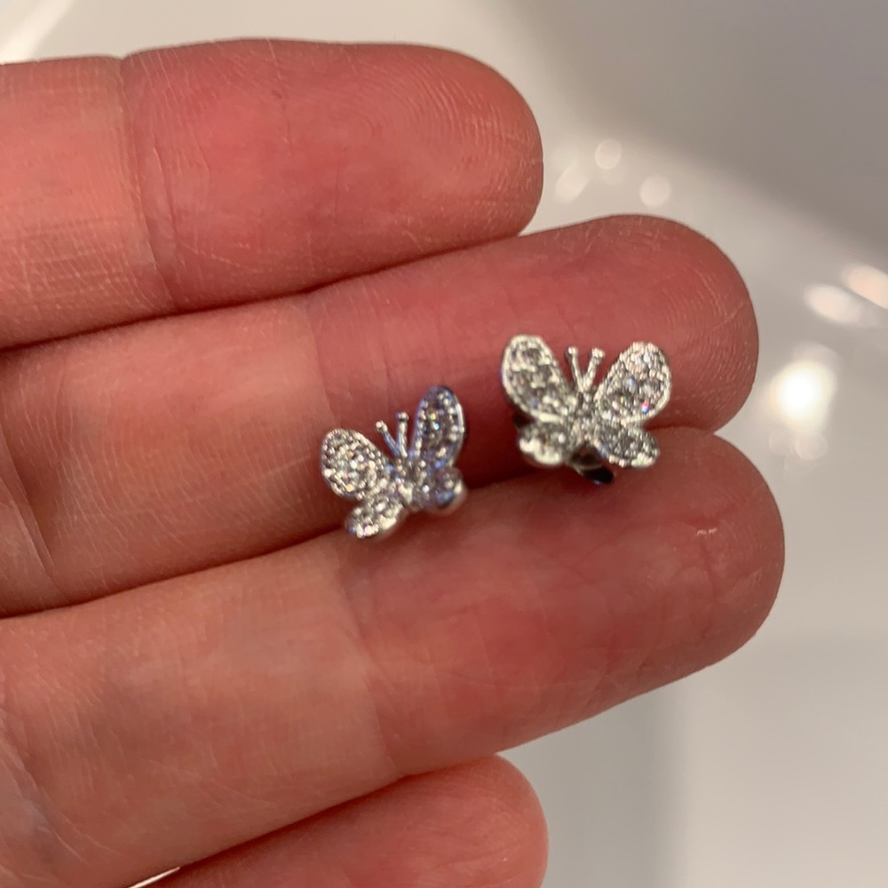 Sterling cz butterfly earrings